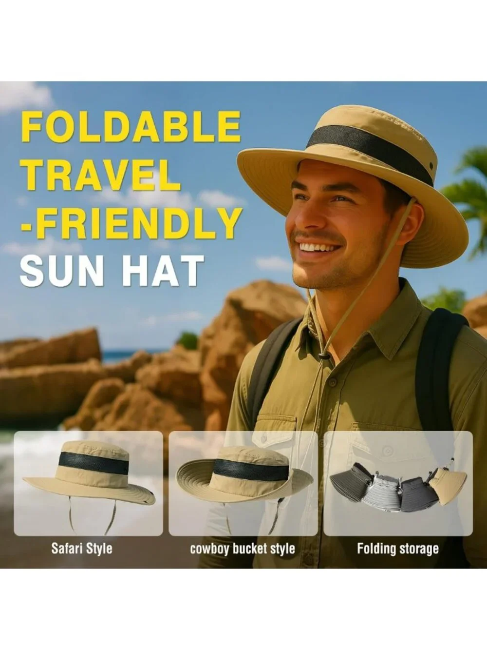 Oversized Waterproof Sun Hat for Big Heads | Wide Brim & Breathable Mesh for